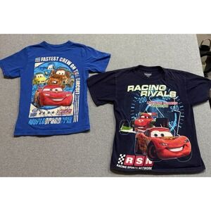 Disney Pixar Cars 2 T-Shirts (2) Francesco/Lightning, Pit Crew Sz S & M Kids